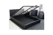 Monica Gas Lift PU Leather Double Bed - Black-Double