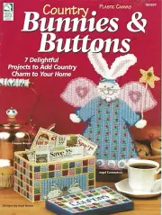 Country Bunnies & Button Plastic Canvas Door Hanger Angel Centerpiece Clock BOOK