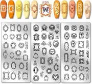 PH PandaHall 3pcs Vintage Picture Frame Nail Stamping Plates, Mixed Photo Frame Landscape Nail Art Stencils Nail Art for Nail Design Print Manicure Salon