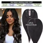 Remy Clip In Topper Top Toupee Hairpiece 100% Human Hair Wig Silk MONO Base Weft