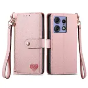 Love Zipper Phone Case For Motorola Edge 50 Fusion Pink