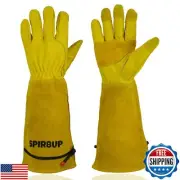 SPIR8UP Cowhide Rose Pruning Gloves, Thorn Proof Long Gardening Gloves for Wo