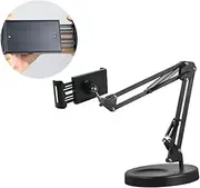 ULDIGI Desktop Suspension Arm Bracket for Cell Phone Tablet Metal Stand with Clip Holder Rotatable Flexible Long Arm for Desks Beds Cars Black