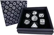LPG Dice Set - Metal RPG Draco Dark Light Blue/Silver