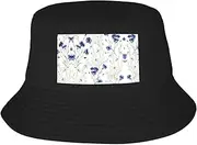 [FSCEV] Hand Drawn Flower Adult Double-Layer Fisherman Hat Women Men Beach Sun Hat Travel Foldable Brim Fishing Black, Black, One size
