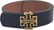 [Tory Burch] 141742 Britten Logo Black/Classic Tan With Gold Hardware 1.5 Inch Width Reversible Women's Belt
