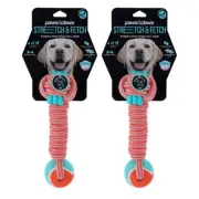 2x Paws & Claws Stretch & Fetch Dog Toy 25cm TPR Braided Rope Bone w/Tennis Ball