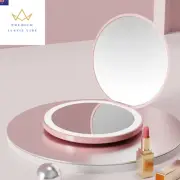 Mini LED Light Makeup Mirror Foldable Compact Mirror with Luminous Circle Portab