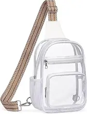 QOECI Clear Bag for Stadium Events, Clear Purses For Women Men, Clear Concert Bag, Large Sling Crossbody Backpack Bag
