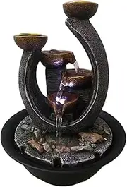 Multifunctional Indoor Outdoor Fountain and Candle Holder with LED Lights for Outdoor Patio Garden Vintage Decor (A)