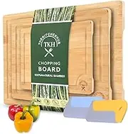 3 Piece Bamboo Chopping Board Set Extra Large Bamboo Cutting Boards Set for Kitchen Wooden Chopping Board (Set of 3 Cutting Boards)