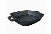 YES4HOMES 26 cm Barbecue Cast Iron Fry Grill Pan Pre-Seasoned Oven Safe Grill Frypan