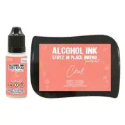 Stayz in Place Permanent Alcohol Ink Pad + reinker - Coral Pearlescent Pink