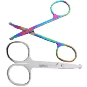 2Pcs Hair Scissors Face Hair Scissors Nose Hair Shaver Tip Scissor