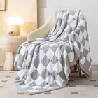 Checkered Throw Blanket, Ultra Soft Reversible Checkerboard Knitted Blanket, ...