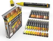 Acrylic Paint Pens 22 Assorted Pro Colour Series Markers Set Medium Tip for Rock Painting, Glass, Mugs, Wood, Metal, Canvas, Outlining, Detailing. Non Toxic, Waterbased, Quick Drying (YELLOWS)
