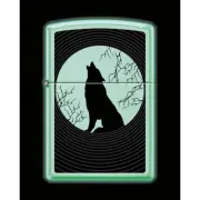 ZIPPO HOWLING WOLF DESIGN Lighter FULL MOON Z2084 GLOW IN DARK Mint NEW