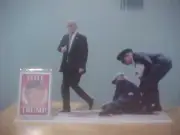 Donald Trump Knocks Out Dopey Joe (joke) Figurine With Vote Trump Card