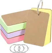 uxcell Blank Index Cards with Ring, 200Pcs Colored Blank Flash Card 3.5" x 2" Note Card Study Card for Memory Learning Studying Office Supplies, Assorted Colors
