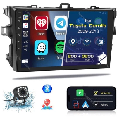 Android 12 Carplay Car Radio GPS Stereo Wifi For Toyota Corolla 2009-2013 +CAM