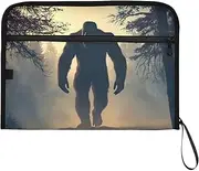 YMXFXP Forest Sasquatch Creepy Expandable Filing Folder, 13-Pocket Funny Cute Design with Sticky Labels, A4 Letter Size Document Organizer for Office, School, Boys, Girls