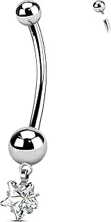 [OUFER Body Piercing] Belly Button Bars Titanium Navel Piercing Jewelry 14G Belly Bars Piercing Internally 10/12/14/16mm Navel Bar Navel Jewellery Star Dangle Belly Button Ring