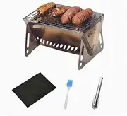 Portable Stainless Steel Camping Stove,Folding Barbecue Grill,Ultralight Backpacking Charcoal Barbecue Grill Wood Burner Cooking Stove,Charcoal Grills for Outdoor Cooking Picnics