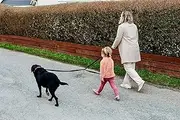 The Love Leash Kid Friendly Dog Leash for Medium & Large Dog, 6ft Long Two Person Heavy Duty Nylon Puppy Leash with Dual Red Padded Neoprene Cute Handles Lead for Walking, Running, and Training Dogs