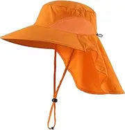 [Home Prefer] Outdoor UPF50+ Sun Hat Wide Brim Mesh Fishing Hat with Neck Flap
