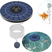 Solar Air Pond Pump, Aquarium Air Pump Oxygenator, Floating Water Pond Aerator Fish Tank Oxygenator for Birdbath Fountain Water Circulation, with Air Hose and Bubble Stone