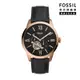 FOSSIL TOWNSMAN AUTO 城市雅痞皮革機械男錶-黑色44MM ME3170