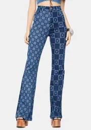 [Jaded London] Flower Print Retro Flare Jeans