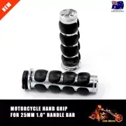 1" 25mm Chrome Handlebar Grips Soft Rubbers For Harley Electra Street Glide New