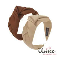 在飛比找momo購物網優惠-【UNICO】韓國帶法式復古風扭結寬髮箍(聖誕/髮飾)