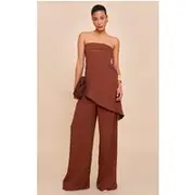 Chocolate Textured Wide Leg Pant, Chocolate