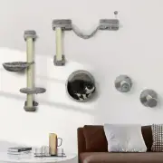 5Pcs Cat Wall Shelves with Hammock, Perches, Ladder, Scratching Post