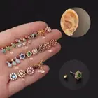 Colorful Zircon Tragus Helix Cartilage Bars Stud Upper Ear Earrings Piercing