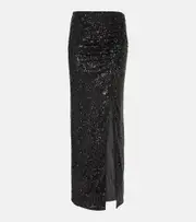 [Self-Portrait] Self-Portrait Sequined ruched maxi skirt AU 14 black