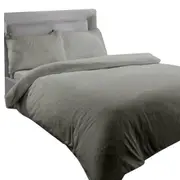 Doona Quilt Soft Fleece Bedding Cover Set - Grey