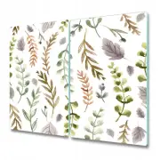 Tempered Glass Bread Board Worktop Saver Colourful leaves white 2x30x52
