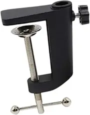 AsrMyjcx Desktop Mounting Clamp Magnifying Glass Lamp Base Adjustable Practical Tabletop C-clamp Base Stand for Tabletop Video Light, Black Aluminum