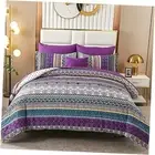 Boho Comforter Set Size 8 Piece Bed in a Bag Bohemian Striped King Purple