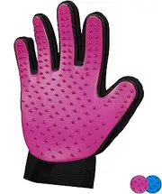 Zenify Pet Hair Remover Dog Grooming Glove Cat Brush Fur Removal Groomer Supplies for Short Haired Cats Puppy Dogs Horses Rabbits Massager Silicon Deshedding Mitt Efficient Gift (Pink Right Handed)
