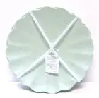 Set / 4 Shabby Chic Melamine 11" Dinner Plates Scallop Edge Pale Green NEW