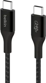 Belkin BoostCharge Pro Braided USB-C To USB-C (2M) - Black (CAB025FQ2MBK), 240W 2.0, 30K+ Bend, USB-IF Certified, Apple, Samsung, 2 Years Warranty