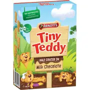 Arnotts Tiny Teddy Teddies Biscuits Half Coated Milk Chocolate Snack Box 200g