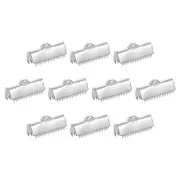 90Pcs Ribbon End Crimp Clamps, 20mm Pinch Cord End Clasps for DIY Making, Silver