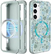[LISEVO] for Samsung Galaxy S24 Plus/S25 Plus Case - [Compatible with MagSafe] Women Cute Girls Magnetic Phone Cover Blue Flower Unique Heavy Duty Shockproof Funda for Samsung S25+ Plus/S24+ Plus Cases