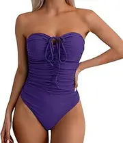 [Generic] Women Summer - Travel - Vacation - Holiday - Beach - Bikini - Sexy Lingerie - Pleated - Bikini Set Twist Strapless Bandeau Swimsuit with Front Tie Two Wear Halterneck Swimsuit Bathing Suits