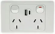 Double Power Point GPO 5V 2A USB TypeC10A Plug Socket Switch Wall Outlet Power Supply (USB Type-C)